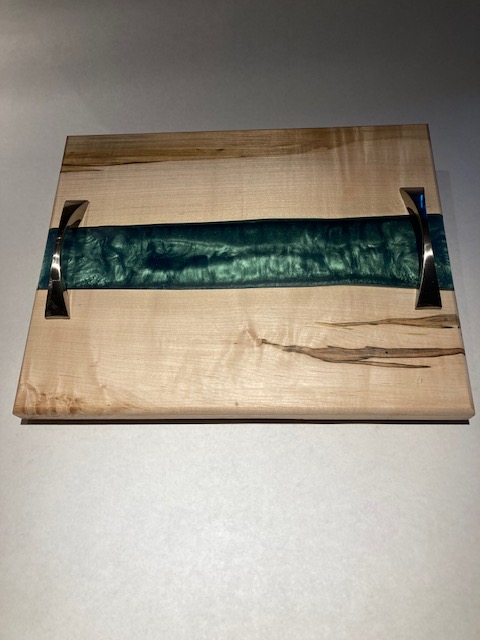 Unique Charcuterie Board with Green Epoxy River Design