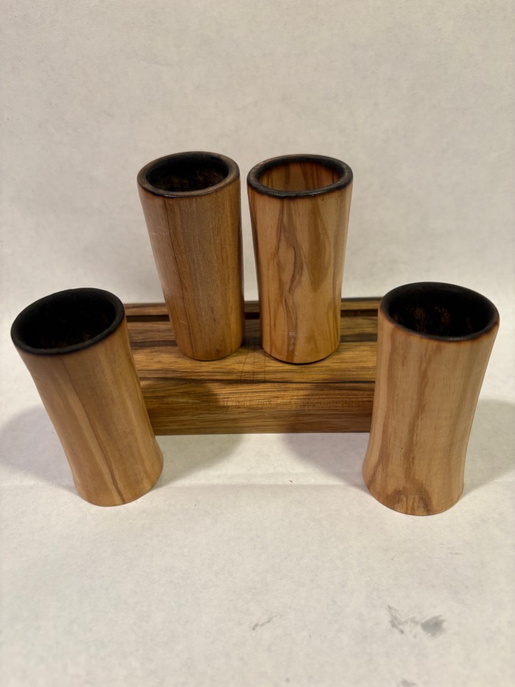 Olivewood Shot Glass Set